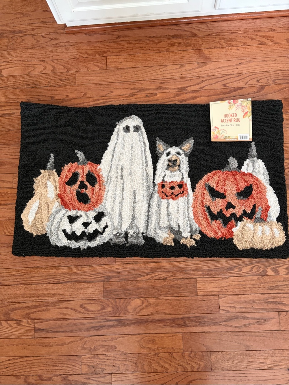 Costco Viral  Halloween Doormat with Ghosts & Pumpkins - Black/Orange/White